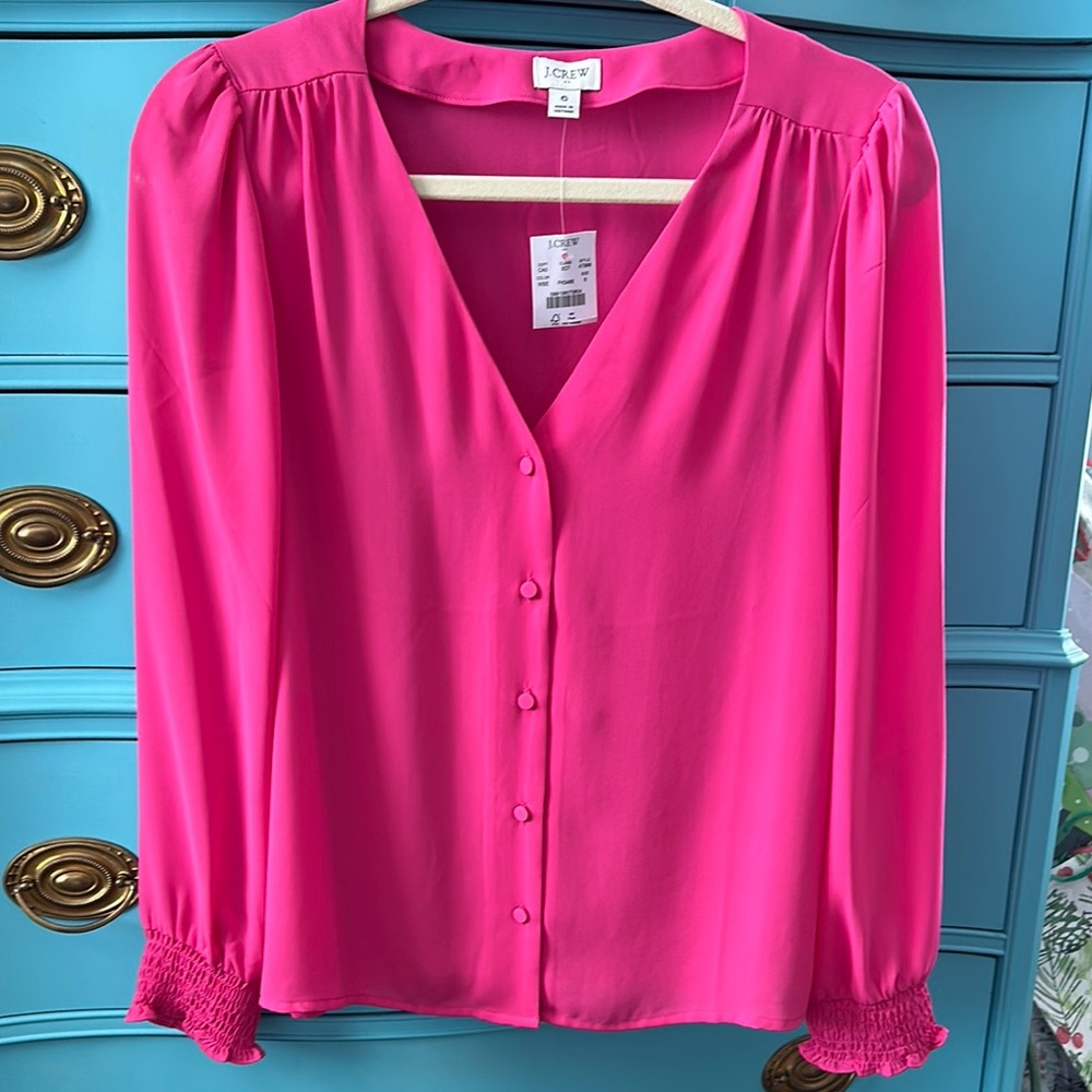 J Crew Pink Button-Up Blouse